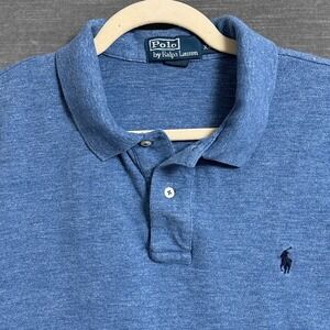 Vintage Polo Ralph Lauren Polo Shirt XXL Blue Long Sleeve Cotton Big Casual